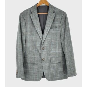 Lauren Ralph Lauren Mens Blazer 40R Sport Coat Gray Blue Plaid Check Double Vent